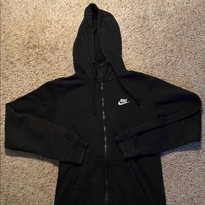 Nike Club Fleece Full Zip Hoodie Jacket Size XS Black/White Embroidered